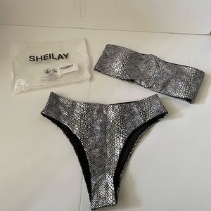 NWT Sheilay Women’s 2-Piece Gray Bikini Bathing Suit Size Large